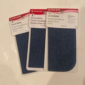 NWT 3 Packages Singer Dark Denim Iron-on Patches